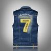 2023 Fashion Oversized Men's Denim Vest Sweetheart Embroidered Casual Tank Top Coat