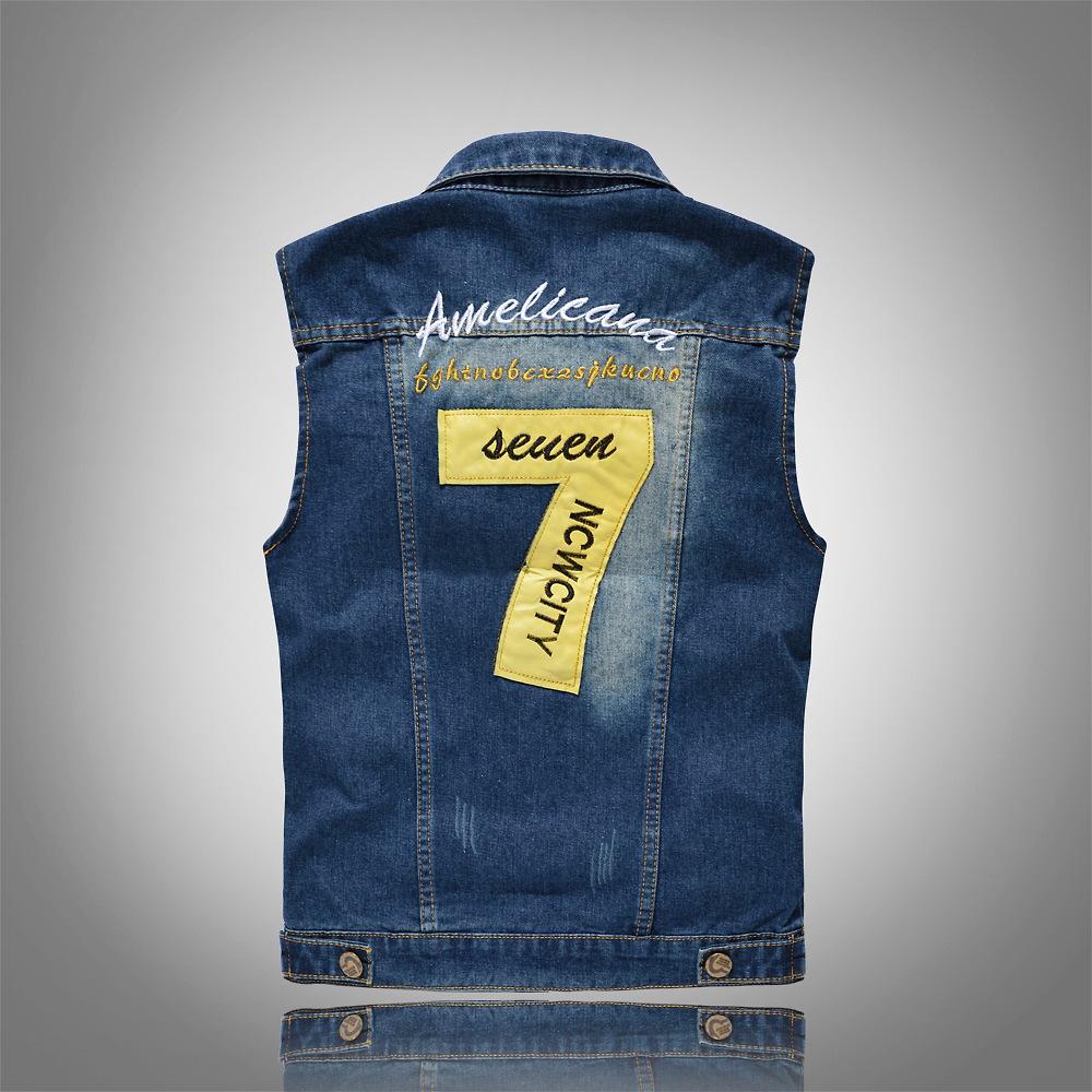 2023 Fashion Oversized Men's Denim Vest Sweetheart Embroidered Casual Tank Top Coat