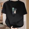 Unisexs Cotton Casual Loose Modern Abstract Letter And At Time Pattern Printed Round Neck Short Sleeved Tshirt