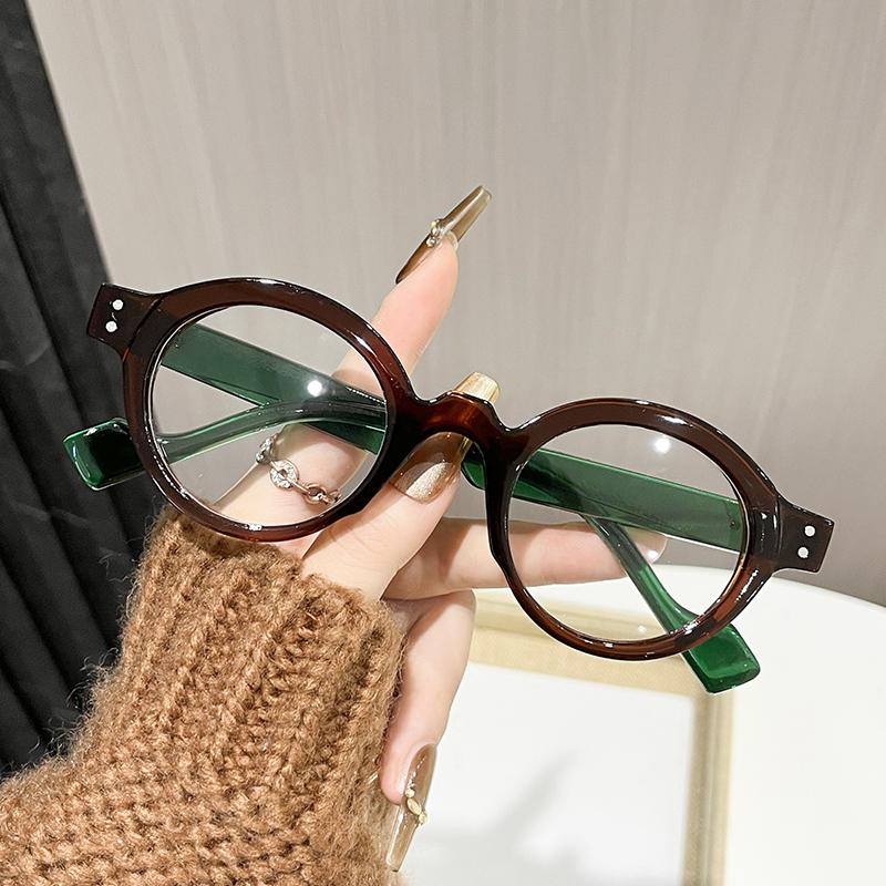 

Y2K Retro Round Frame Glasses Women Female Sweet Cool Eyewear Trend Reading Computer Anti Blue Light Eyeglasses зелёный