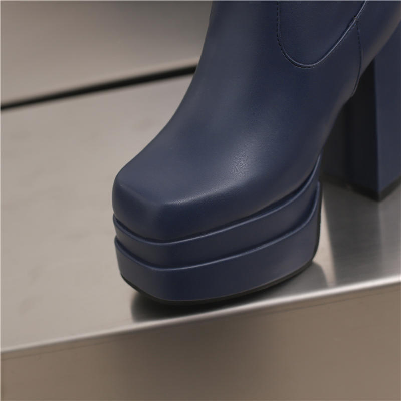 Women's High-heeled Short Boots Sexy European and American Style Autumn and Winter Waterproof Table Thick-heeled Large-size Roman Boots
