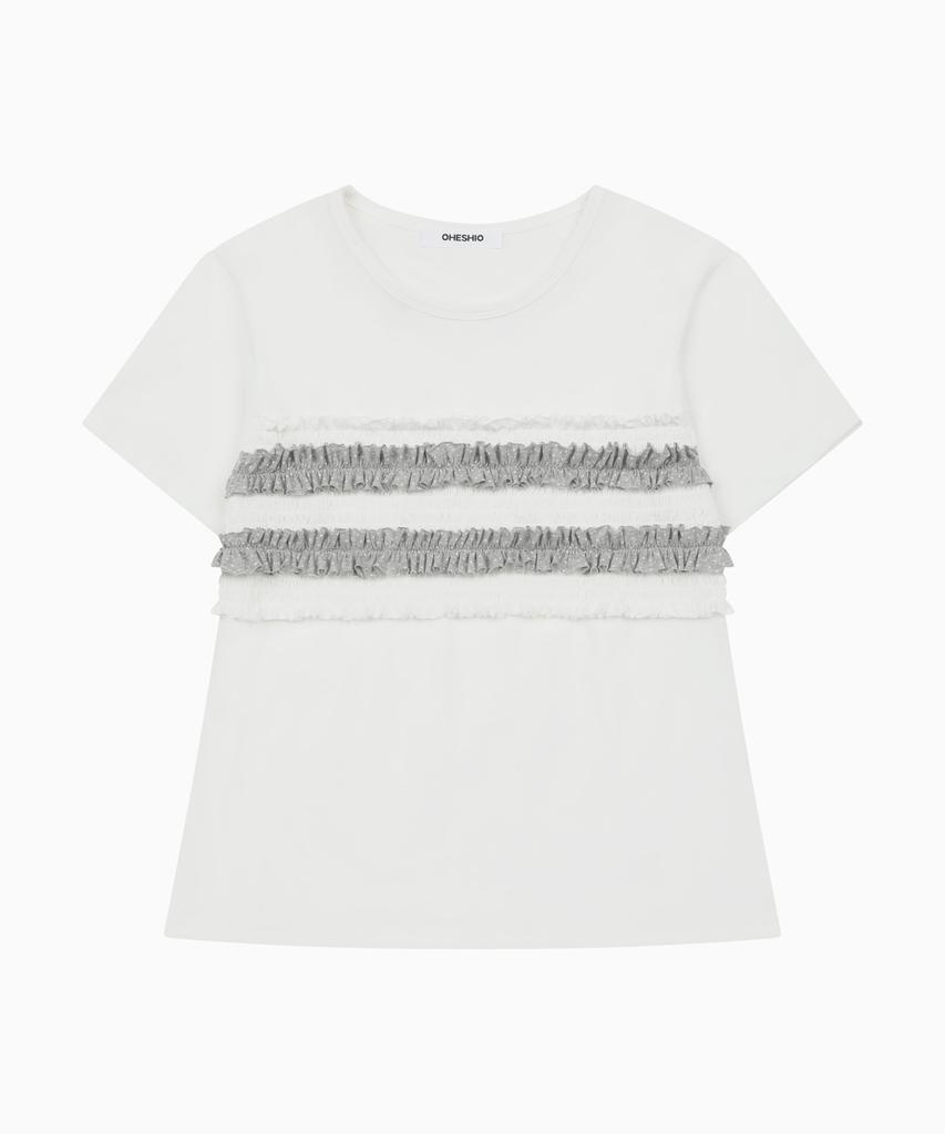 Ohesio Dot Frill T-Shirt, White