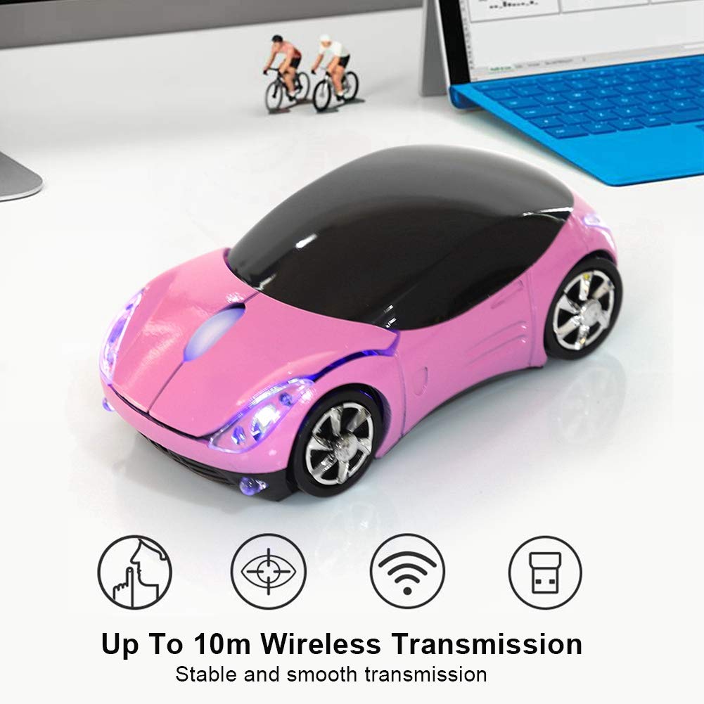 Wireless Sports Car Style Bluetooth Optical Mouse with USB 1600DPI High Precision Portable Gaming Mouse for PC Richer-R Mouse, 2.4G Receiver, Mouse,