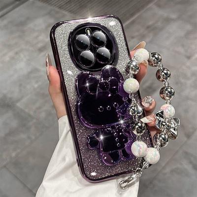 Cute Rabbit Makeup Mirror Stand Case for Magic 7 Lite 6 5 Pro Magic7 Pro Honor X9A/B X9C X7A/B CLuxury Bracelet Protective Case