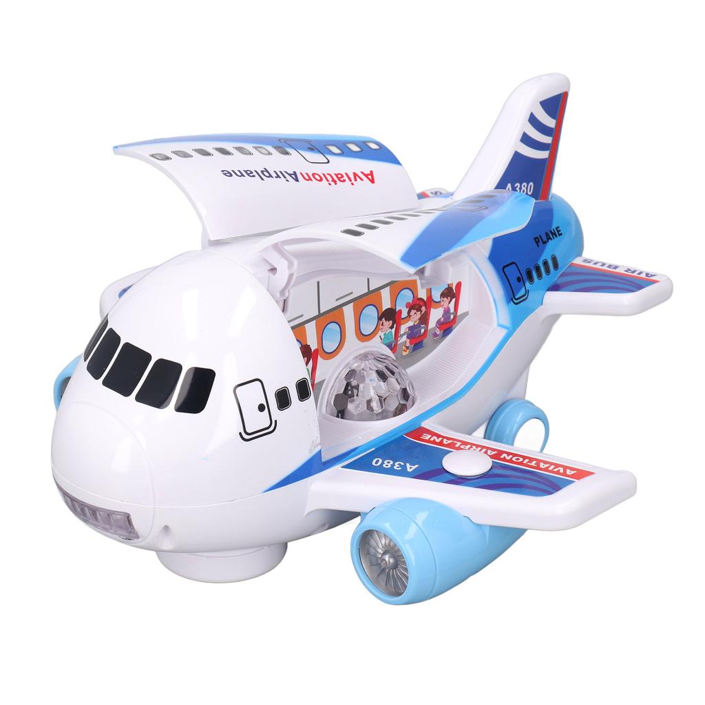 Kids Electric Airplane Toy Lights Music Openable Door High Simulated Aircraft Model with Water Mist Spray