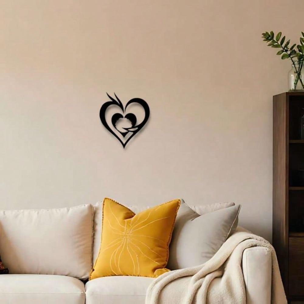 Wrought Iron Heart Wall Decor Metal Art Horizontal Valentine Wedding Gift Indoor Outdoor Hanging Bedroom Living Room