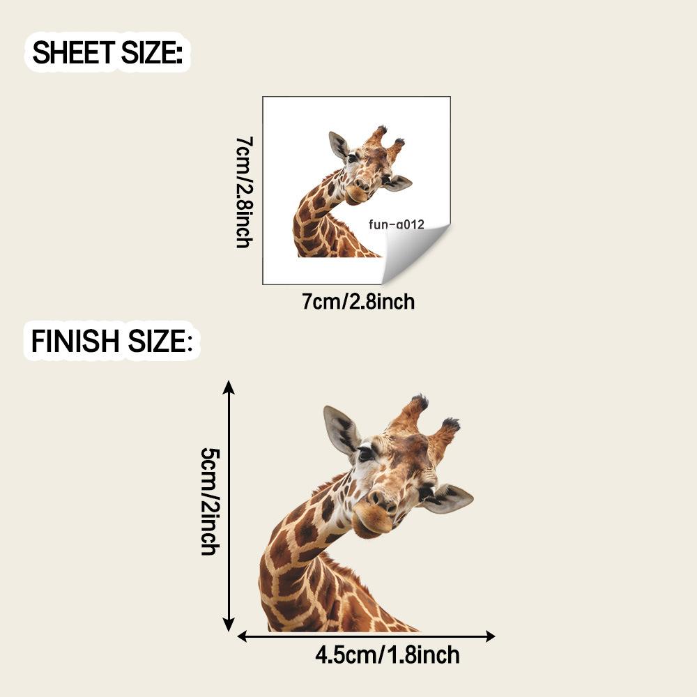 Cartoon Painted Giraffe Car Rearview Mirror Glass Beautification Decoration Sticker