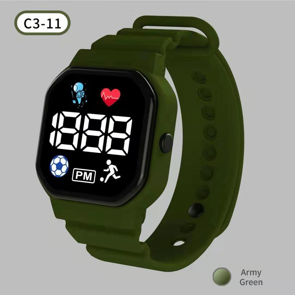Electronic Watch Hollow Week Digital Sports Student LED Electronic Watch Couple Hollow Color Screen Watch Week Square Electronic Watch