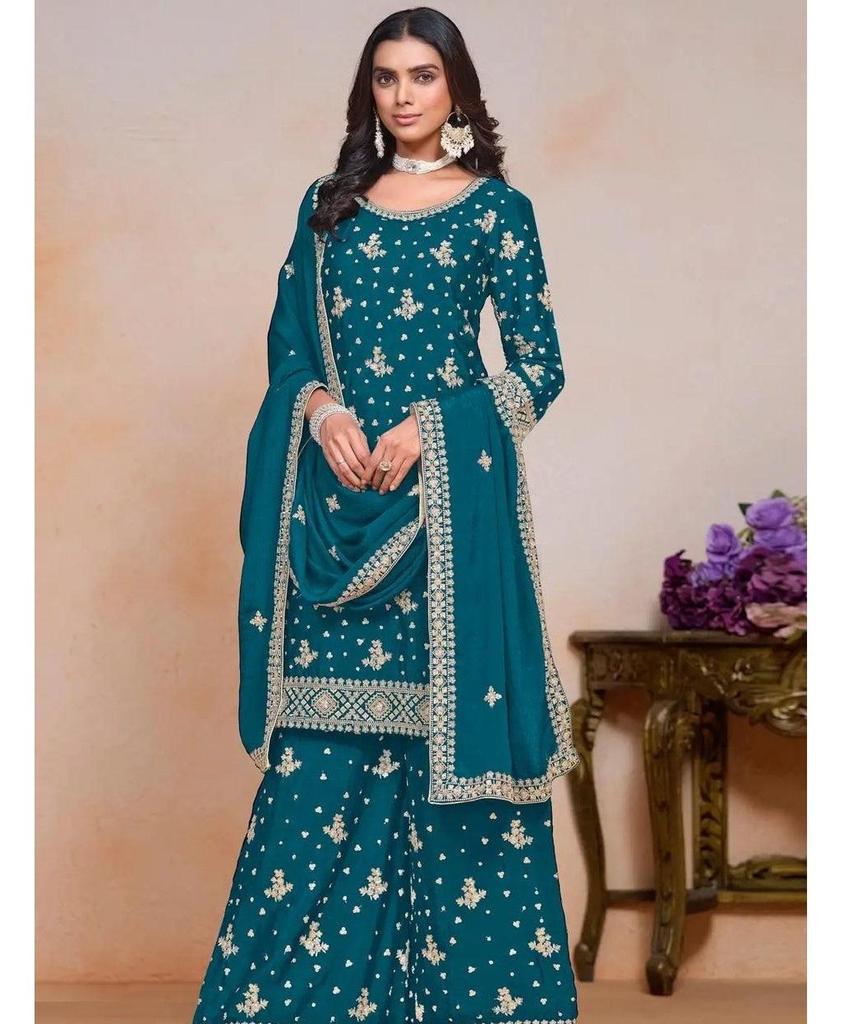 Party Wear Designer Top Tunic Kurti Pant Dupatta Set Indian Women Bollywood Salwar Kameez Suit