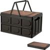 SONGSONG 35L Foldable Camping Storage Box with Wooden Easy Large Suitable for Car Foldable Lid, Handles, Assembly, Heavy-Duty Capacity, Capacity,