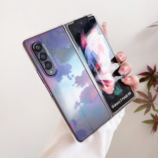 

Женский милый красочный чехол для телефона с облаком для Samsung Galaxy Z Fold 3 5g, тонкий прозрачный жесткий чехол с рисунком из мультфильма для Z Fold3 For Samsung Z Fold 3