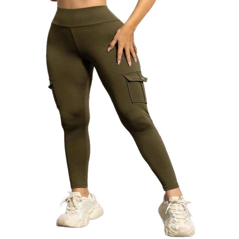Women's Multi-Pocket Yoga Pants - High Elasticity, Tight Sports Running Fitness, Spliced Workwear Style