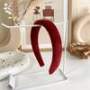 Vintage Red Womens Headband Woolen Velvet Hair Band Headwear Girl Wide Side Sponge Hair Hoop Christmas New Year Hair Accessories