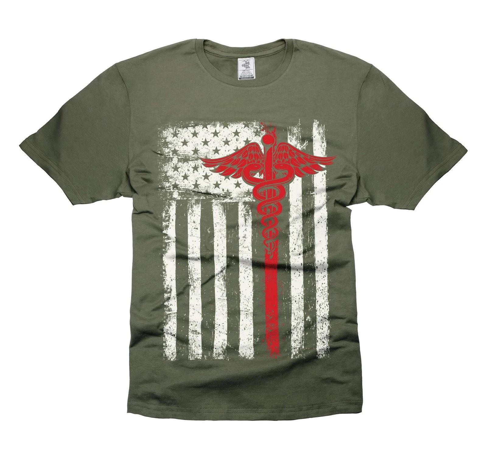 American Medical Flag Shirt Patriotic Nurse Doctor RN EMT Gift Tee L
