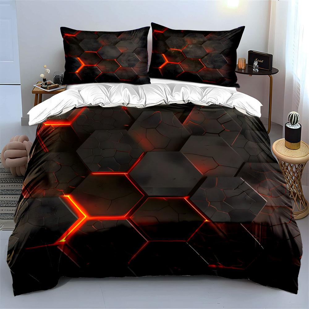 Modern Hexagon Design Set Multiple Sizes Kid'S And Adults' Bedroom Exquisite 3Pc Bedding Set, Gift