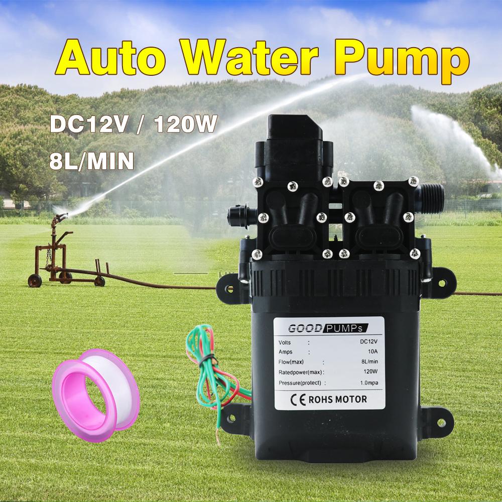 Automatic Diaphragm Water Pump 8L/Min DC12V 120W AUTO Small Safe High Pressure Self Priming Pumps Dual-Core Power Agricultural