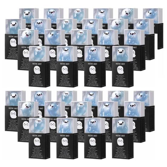 36Pcs Miniature Ghost Figurines Glow in The Dark Mini Ghost Figures with Box Positive Ghost Miniatures for Halloween Party Favors DIY Projects