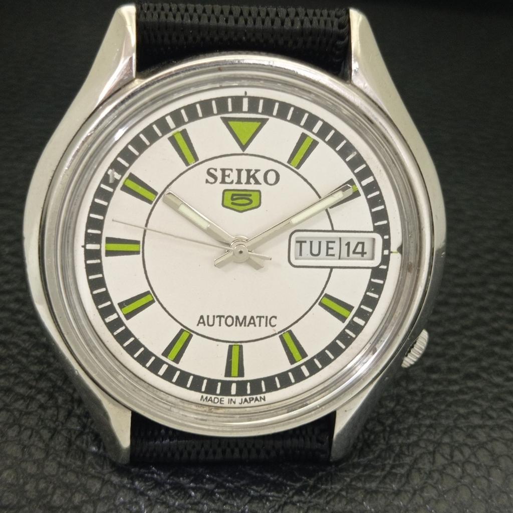 AUTOMATIC VINTAGE SEIKO 5 JAPAN 6309A MENS WHITE COLOR DIAL WATCH a702712-1