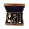 Nautical Gift Set Compass Sand Timer Hourglass With Wooden Box Marine Set
