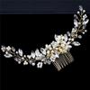 Gold Silver Wedding Pearl Rhinestone Hairbands Tiara Headpiece Flower Hair Comb Shiny Flower Clip
