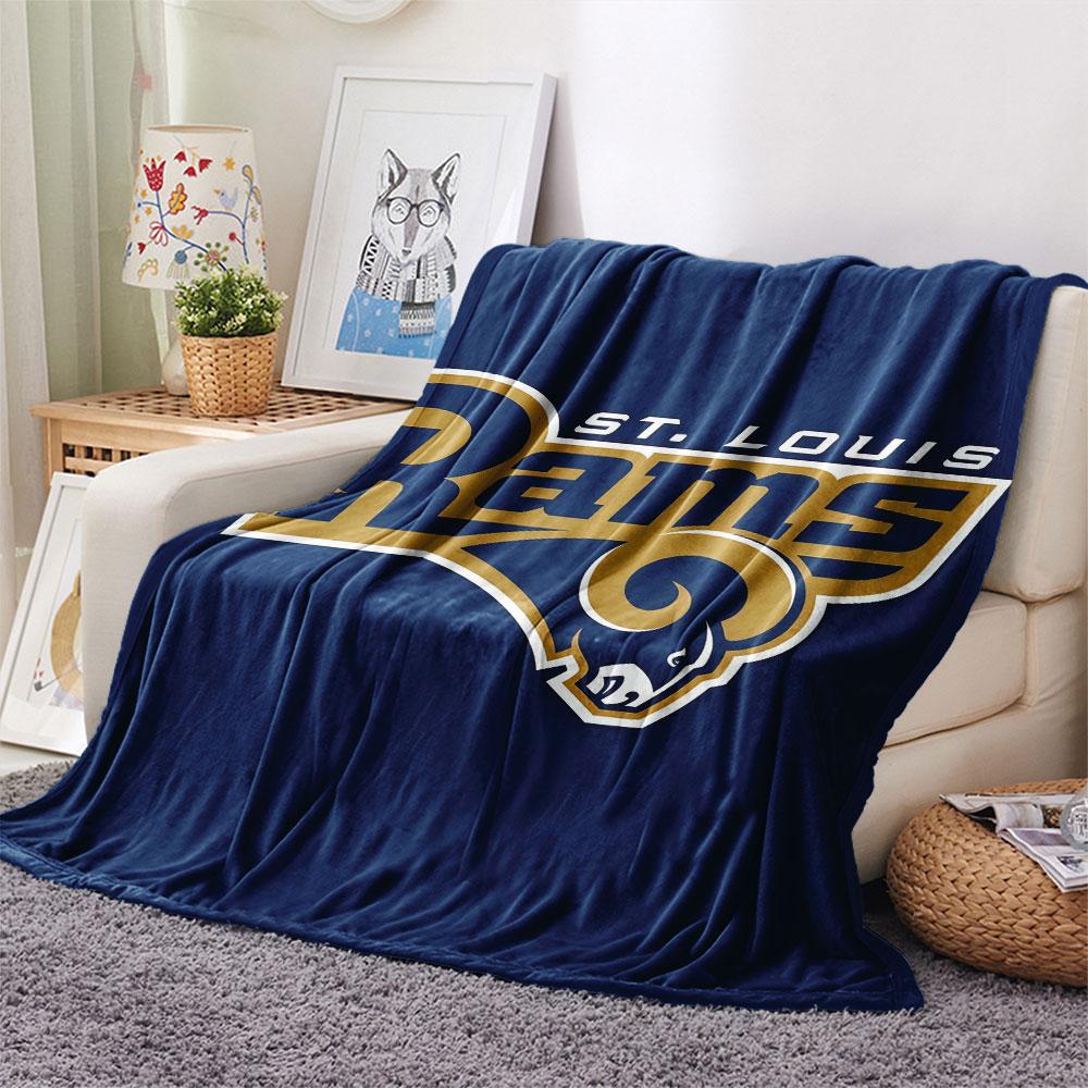 LA Rams Printed Flannel Blanket, Soft Throw for Bedroom Sofa, Washable, Fan Merchandise, Great Gift.