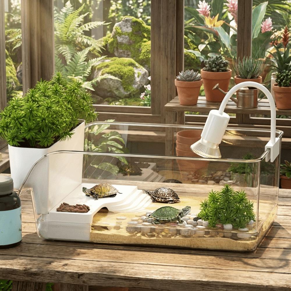 Dry Wet Separation Turtle Tank Basking Area Crab Tank Turtle Breeding Box  for Betta Shrimp