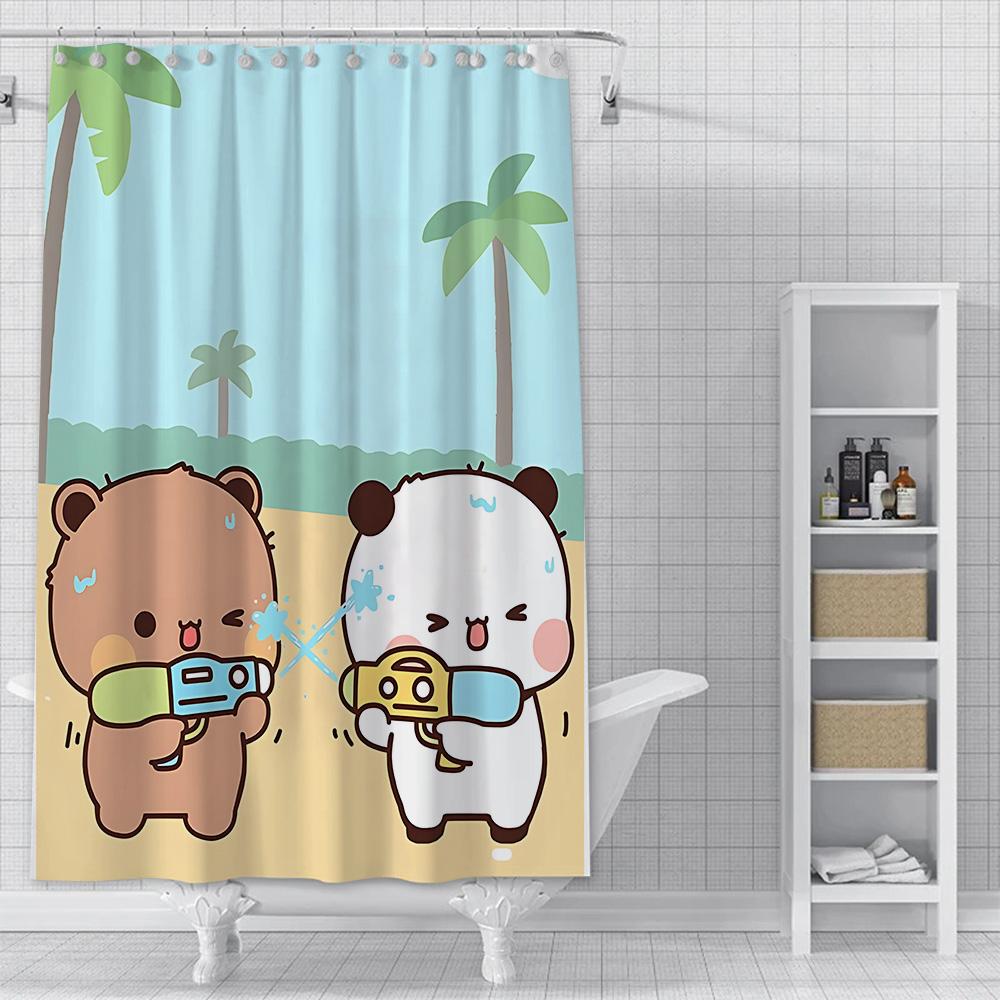 Shower Curtain Waterproof Polyester Fabric Paint Colorful Cartoon Q-Quarto B-Bubu Bath Curtains Home Bathroom Decor With Hook