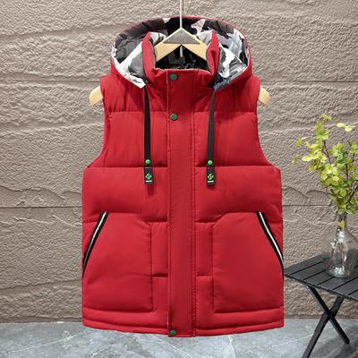 Autumn and Winter Men's Hooded Vest Outdoor Thickened Windproof Couple's Warm Sleeveless Jacket