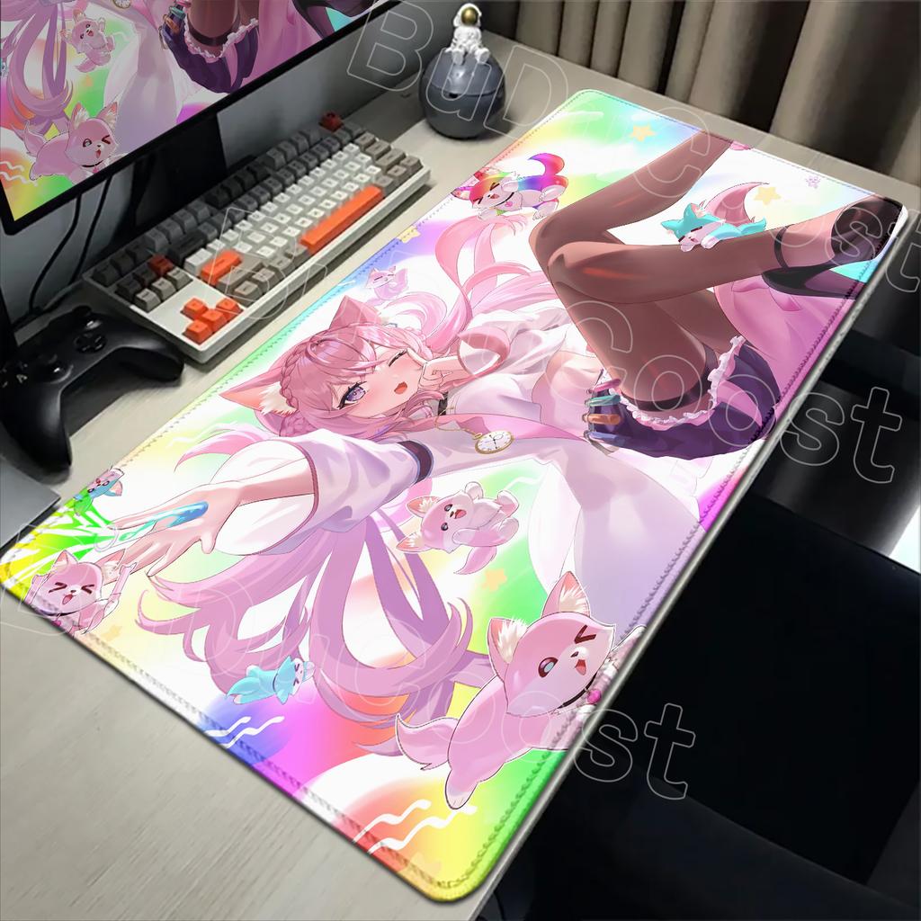 Cute Pink Anime Girl Hakui Koyori Mouse Pad Kawaii Hololive Large Table Mat Laptop Keyboard Pad XXL Mousepad PC Gamer Carpet Mat