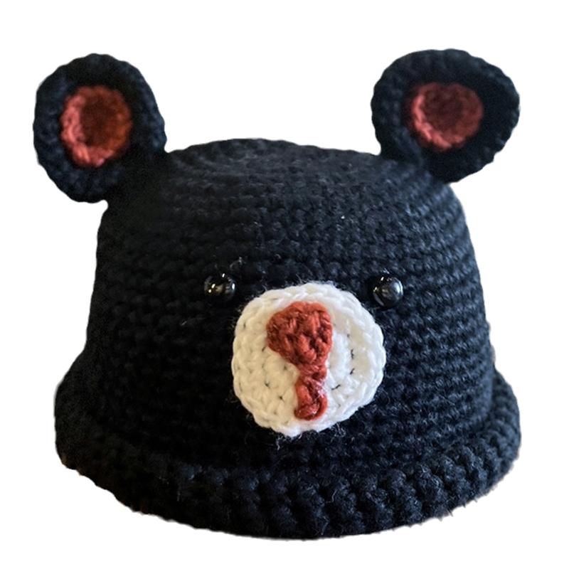 Unisex Wollmütze Häkelmütze Niedliche Bärenohren Strickmütze Warmes Ohr zum Schutz für Frühling Herbst Winter Tägliches Tragen