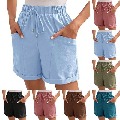 Short décontracté en lin pour femmes, ample, confortable, à la mode