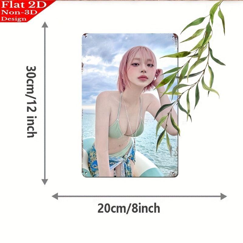 Vintage Kvinlig Silhuett Metall Logotyp för Bar & Garage