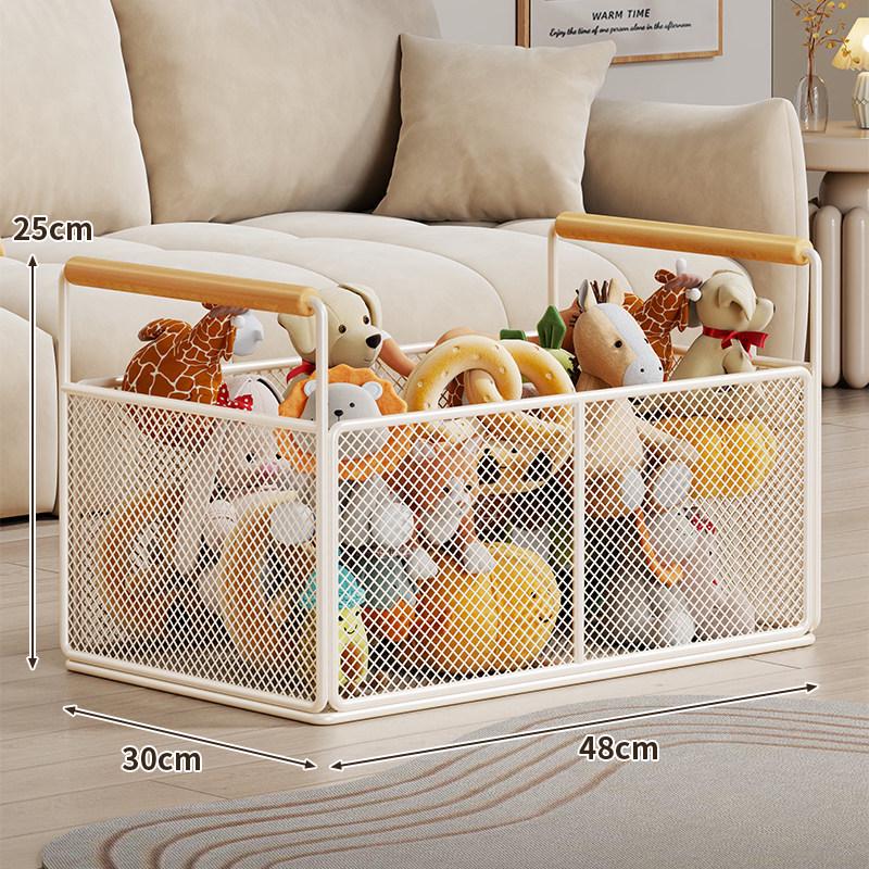 Large Plush Toy Storage Basket with Handles for Children's Dolls