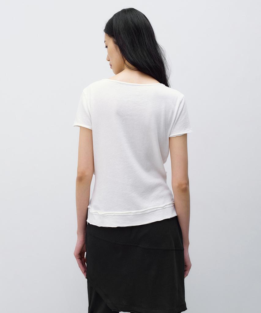 INSILENCE WOMEN Cotton Linen Natural Strap T-Shirt White