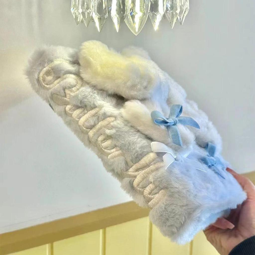 Fluffy Plush A5 Photo Album Cute Bow Journal for 3Inch Small Cards, Polaroid Picture Holder, Idol Collect Book, Gift for Girls