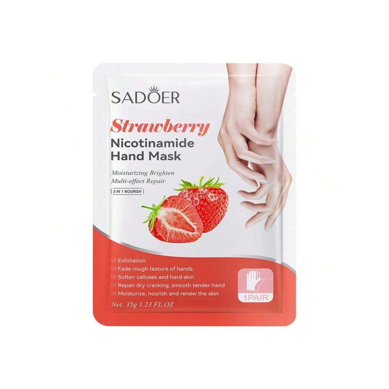 

1 пара = 2 шт., увлажняющая, отбеливающая и питательная маска для рук с клубникой и ниацинамидом, восстанавливающая, отшелушивающая, гладкая, уход за кожей рук 1Pair