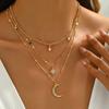 Bohemian Star Tassel Octagonal Star Moon Sparkling Zircon Pendant Multi-layer Necklace for Women Exquisite Collar Chain Jewelry