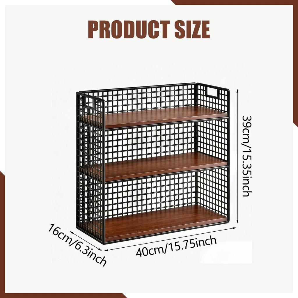 Multifunctional Rustic Wooden Desk Storage Shelf for Bedroom