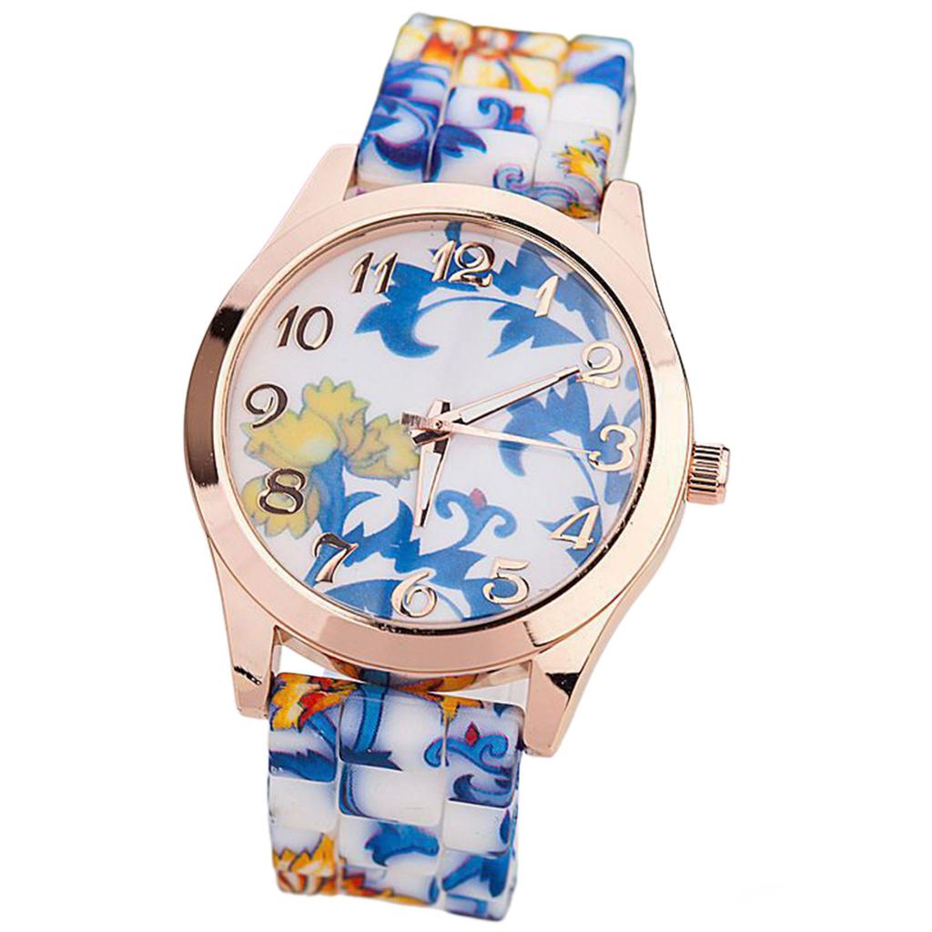 Women's Printed Watch,Fashionable-Quartz Ladies Floral Dial Wristwatch,Fashion Quartz-Analog Watch Thin Band Watches