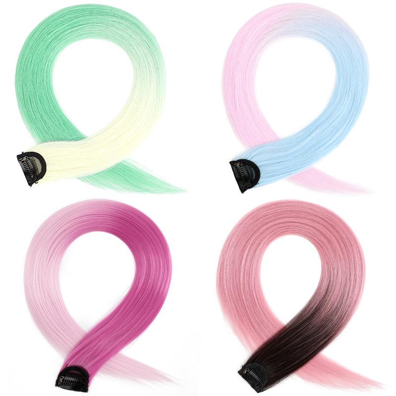 Gradient Color Women's Long Straight Highlight Hair Extension Piece
