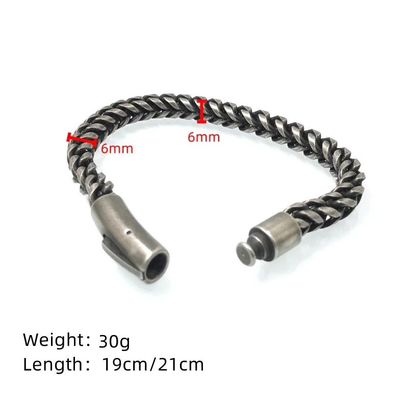 

Punk Black Color Solid Chain Link Bracelet Hip Hop Stainless Steel Men Gothic Bracelets Male Hand Jewelry Boyfriend Accessories