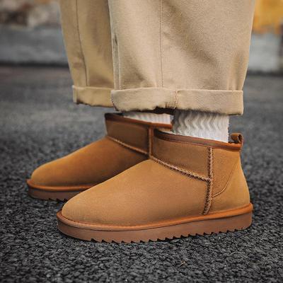 Botas de Nieve de Invierno para Hombre 2024 Antideslizantes de Piel de Vacuno, Gruesas y Cálidas, Tallas Grandes 40-45