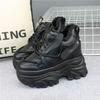 Fashion Winter High Top Leather Women Boots Platform Wedge Sneakers Chunky Shoes Hidden Heel 12CM White Black Women Casual Shoes