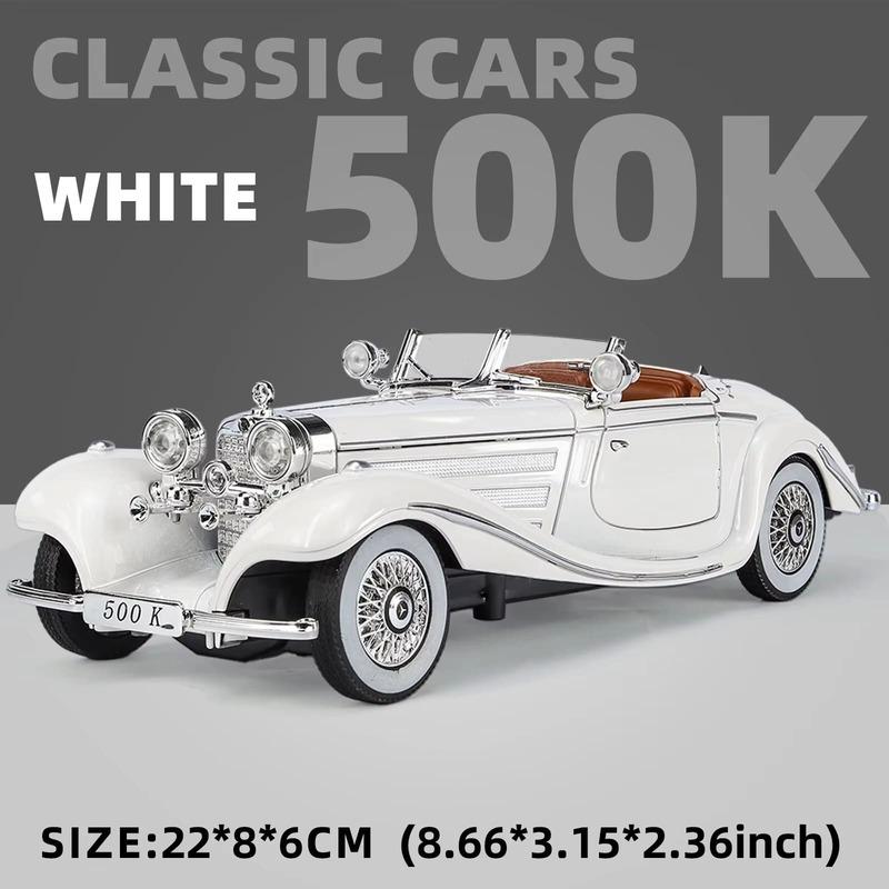 Retro-Stil 1:24 Oldtimermodelle aus Legierung, klassische 500K- und CLK-GTR-Serie, geeignet für junge Leute zum Sammeln und Ausstellen von Geschenken und Spielzeugen für Jungen