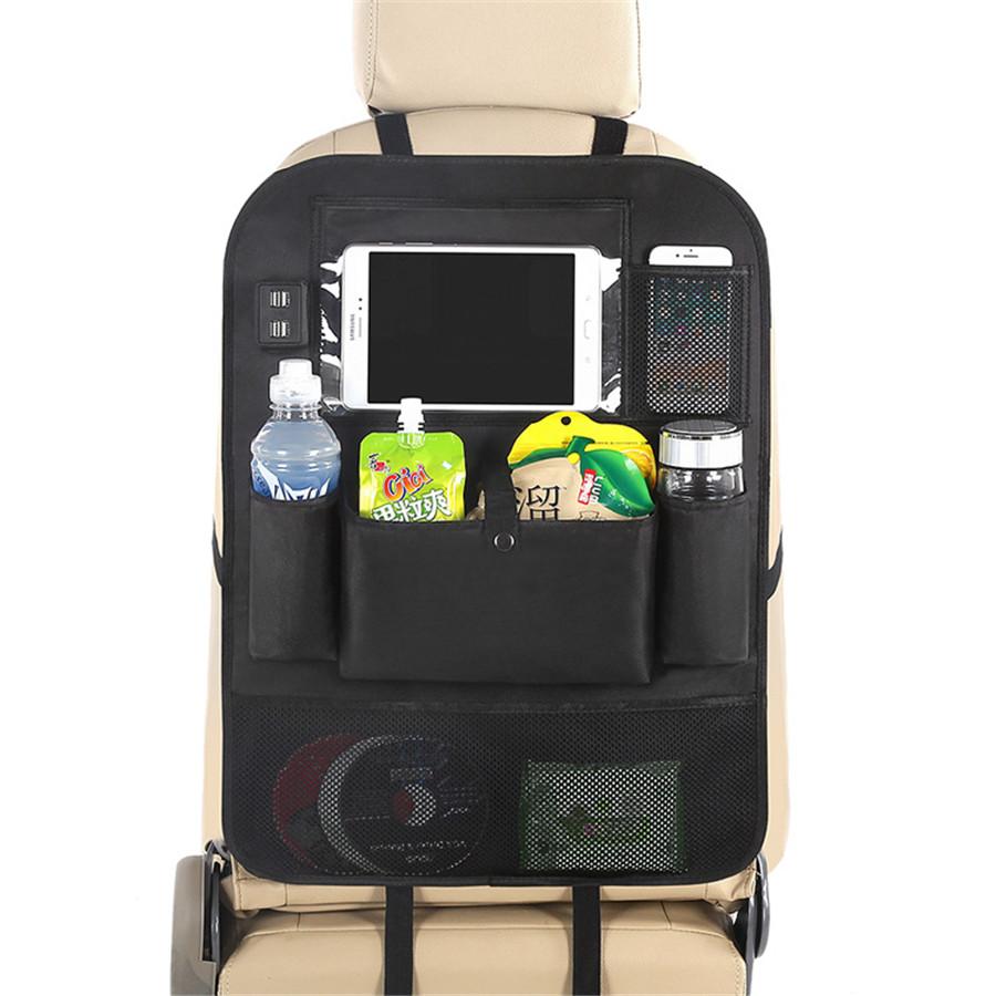 Car Seat Bag Organizer Storage iPad Phone Holder Multi-Pocket Hanging 4 USB Port