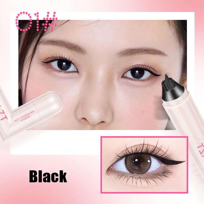 Штамп-подводка для глаз Натуральная Быстросохнущая Ленивая Двусторонняя Ручка-подводка Водостойкая Жидкая Ручка-подводка для глаз Макияж с Удлиненным Хвостиком чёрный