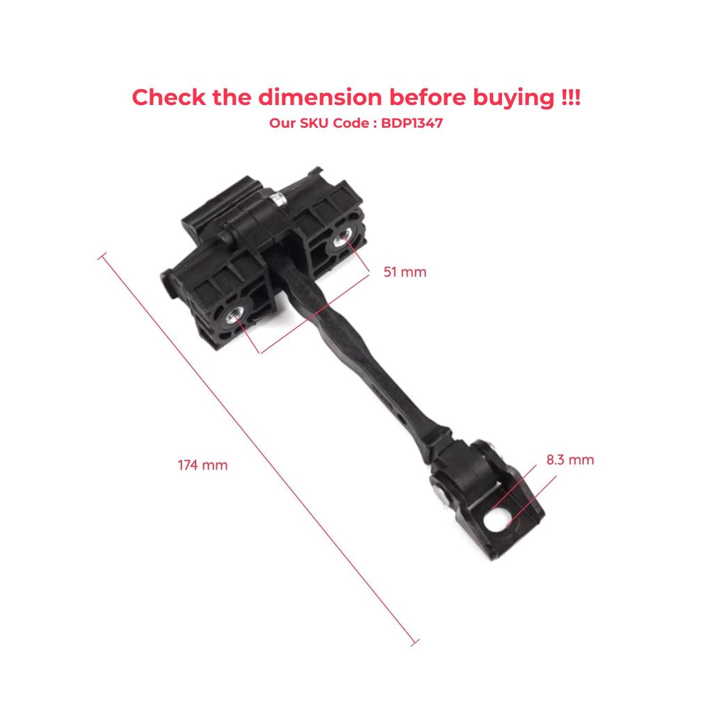 EDP1347 Bremsanschlag-Fangbandbegrenzer für Hintertürscharniere für VW UP! Skoda Citigo Seat Mii 2011-2024 5-Türer Schrägheck 1S4839249A