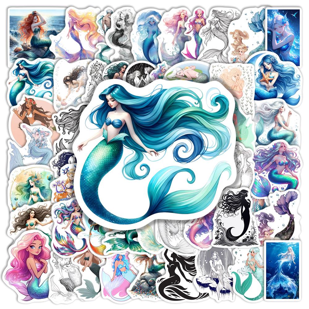 Cute Mermaid Stickers Cartoon Waterproof Vinyl Decal DIY Decor for Scrapbook Luggage Water Bottles Laptop Phone Journal Kid Toys