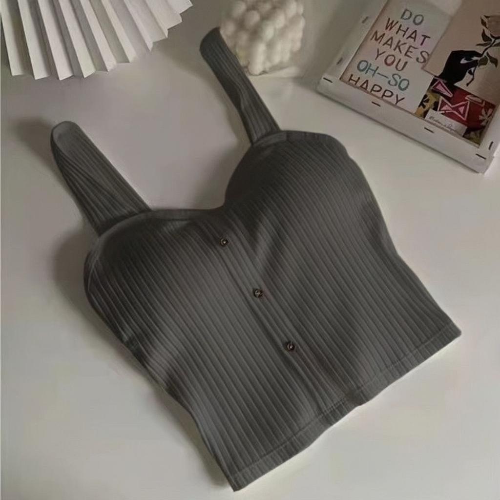 Women's Top with Suspender Vest Summer Bra Pad Bra Bottom Breast Wrap and Beautiful Back