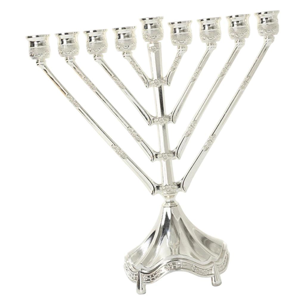 Vintage Design Hanukkah Menorah with 9 Arms Chanukah Decoration Traditional for Home Altar Versatile Accessory 26.5x24cm